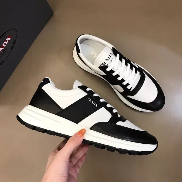 Prada Cloudbust Black White Color-Blocked Leather Upper Chunky Sneakers 5