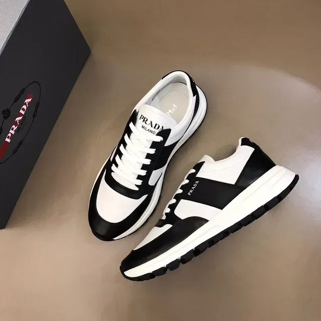 Prada Cloudbust Black White Color-Blocked Leather Upper Chunky Sneakers 9