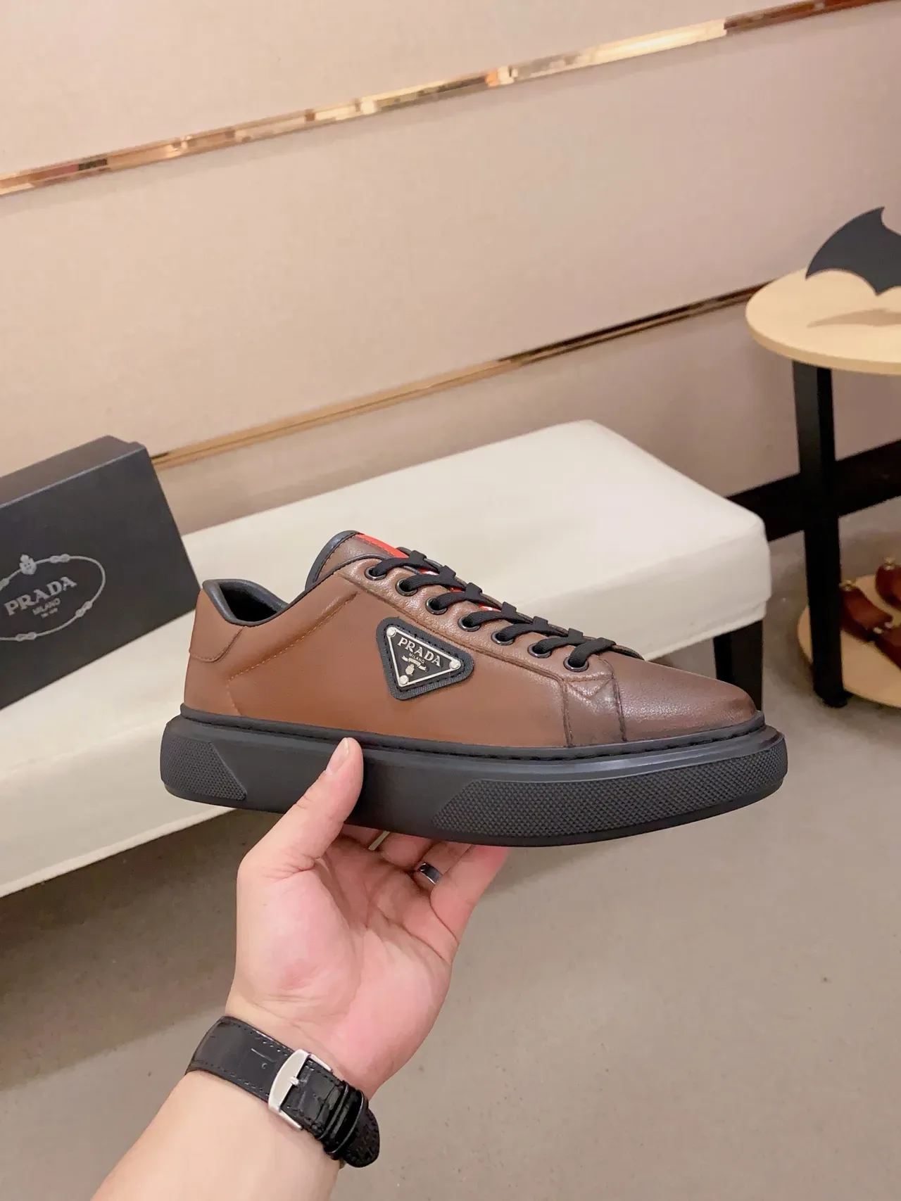 Prada Cloudbust Brown Leather Lifestyle Sneakers 4