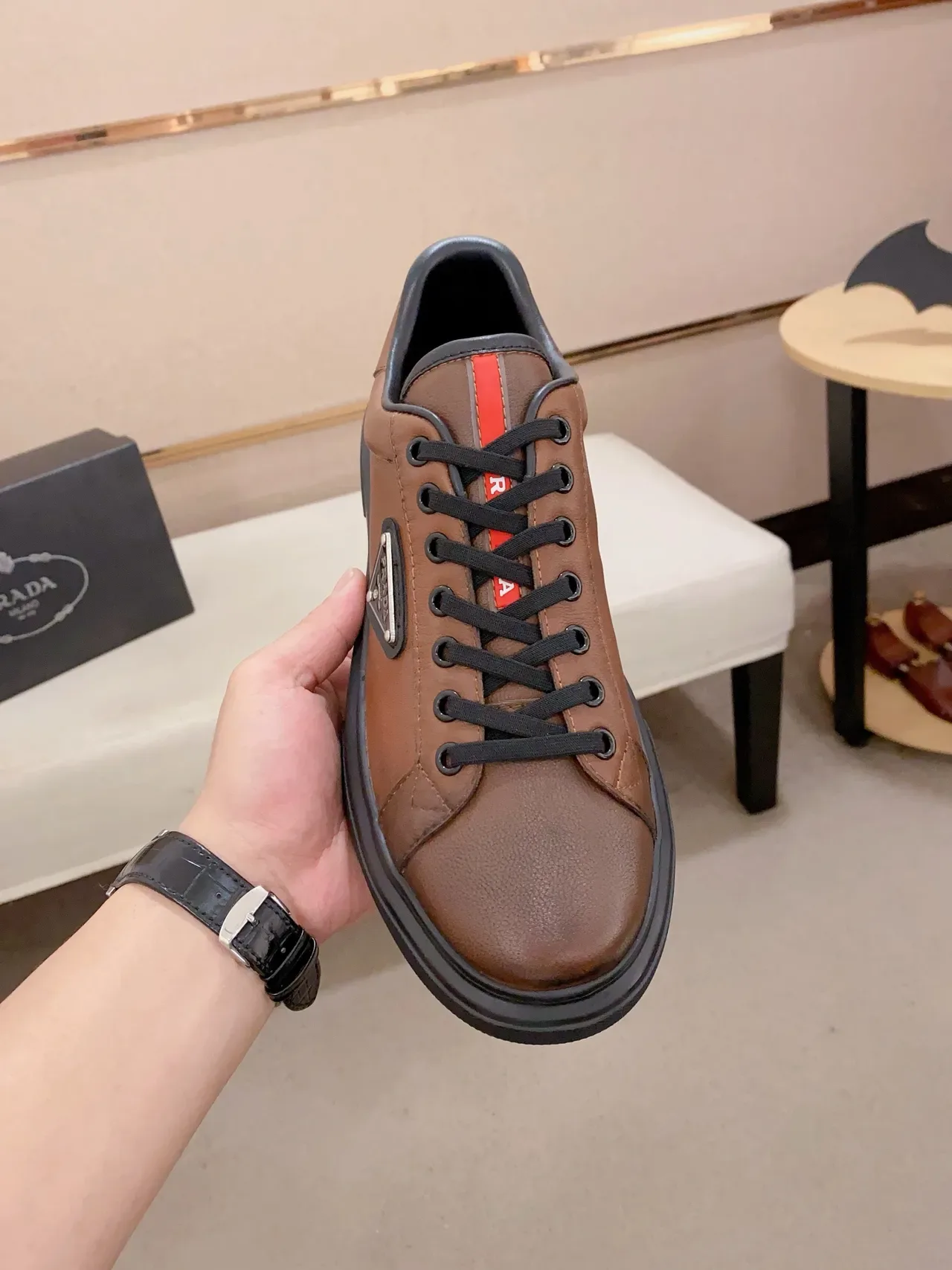 Prada Cloudbust Brown Leather Lifestyle Sneakers 5