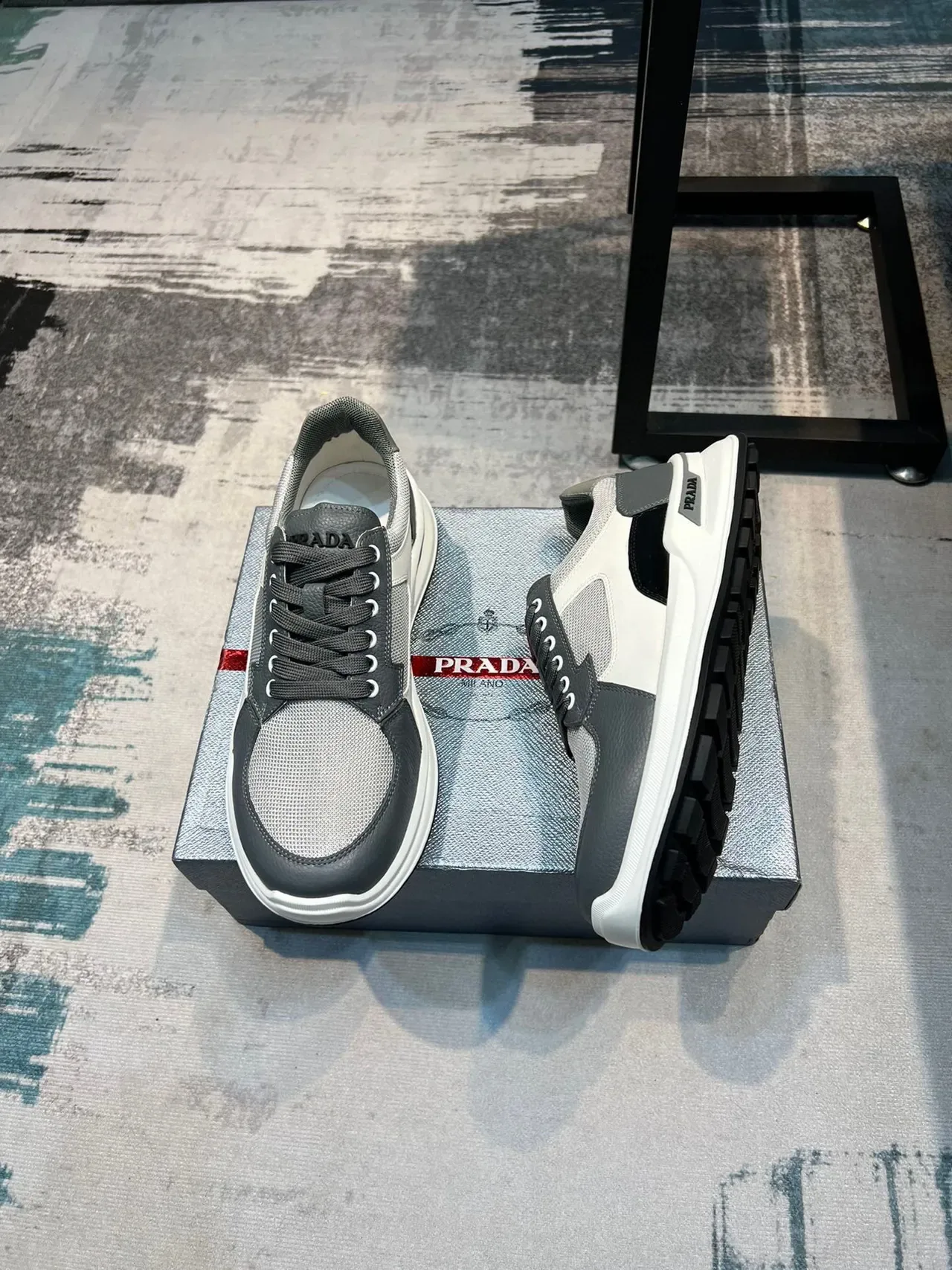 Prada Cloudbust Gray and White Lifestyle Sneakers 4