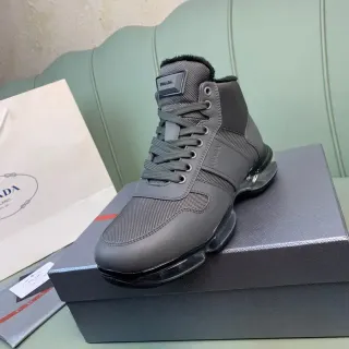 Prada Cloudbust Gray Black High-Top Mesh-and-Synthetic Upper Lifestyle Sneakers
