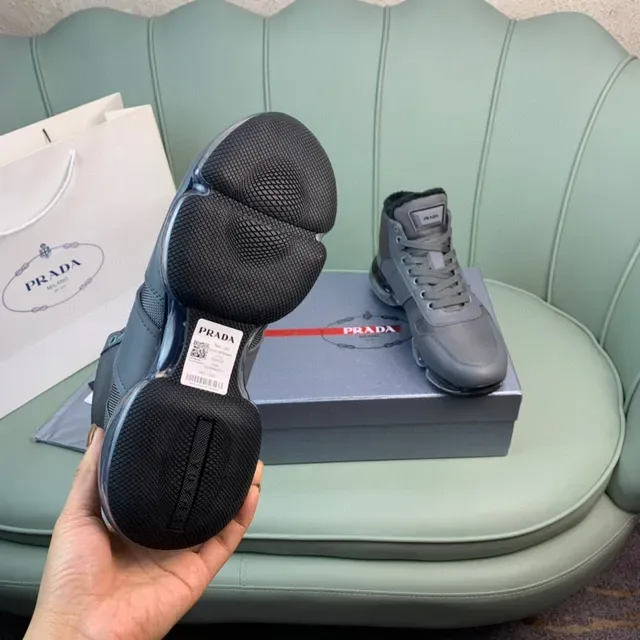 Prada Cloudbust Gray Black High-Top Mesh-and-Synthetic Upper Lifestyle Sneakers 2