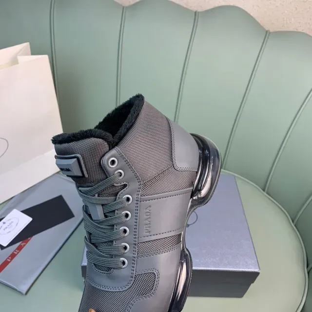 Prada Cloudbust Gray Black High-Top Mesh-and-Synthetic Upper Lifestyle Sneakers 3