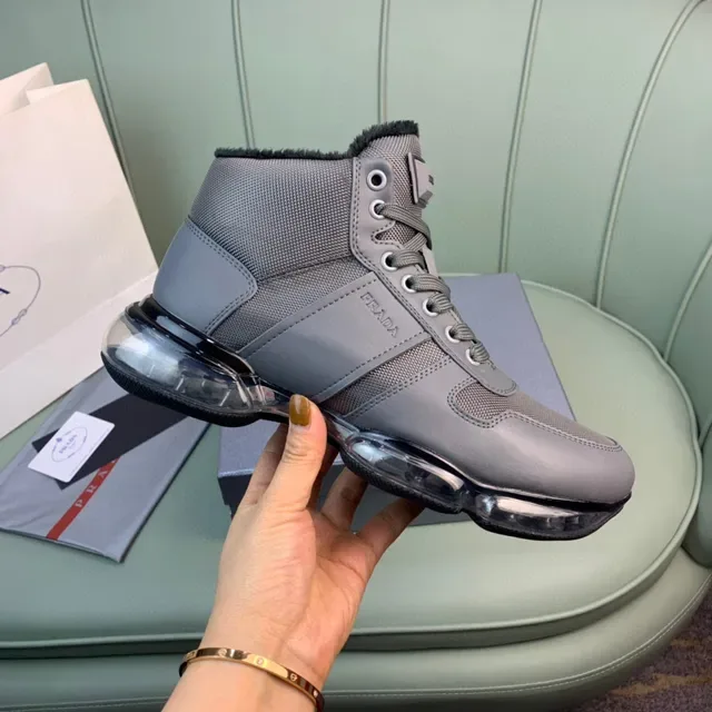 Prada Cloudbust Gray Black High-Top Mesh-and-Synthetic Upper Lifestyle Sneakers 4