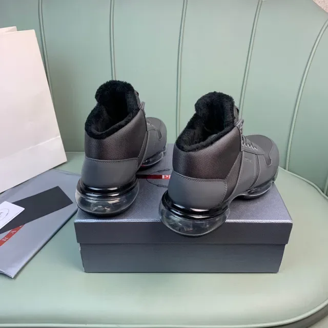 Prada Cloudbust Gray Black High-Top Mesh-and-Synthetic Upper Lifestyle Sneakers 6