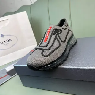 Prada Cloudbust Gris Maille Slip-On Lifestyle Chaussures