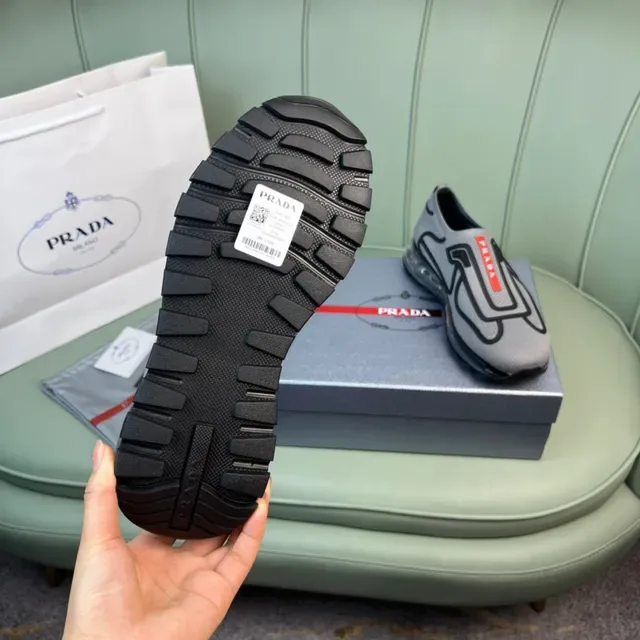 Prada Cloudbust Gray Mesh Slip-On Lifestyle Sneakers 2