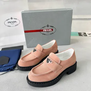 Prada Cloudbust Loafer حذاء لوفر جلد غاموس وردي رطبي منصة لوفر
