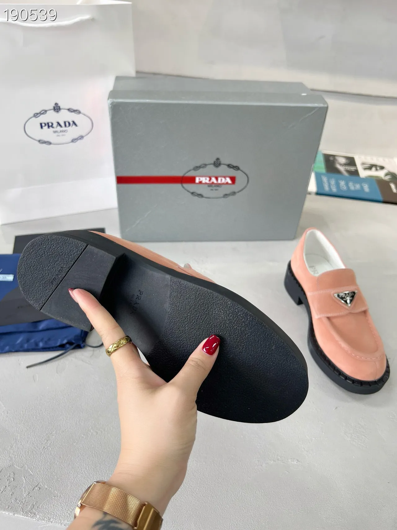 Prada Cloudbust Loafer Dusty Pink Suede Platform Loafers 2