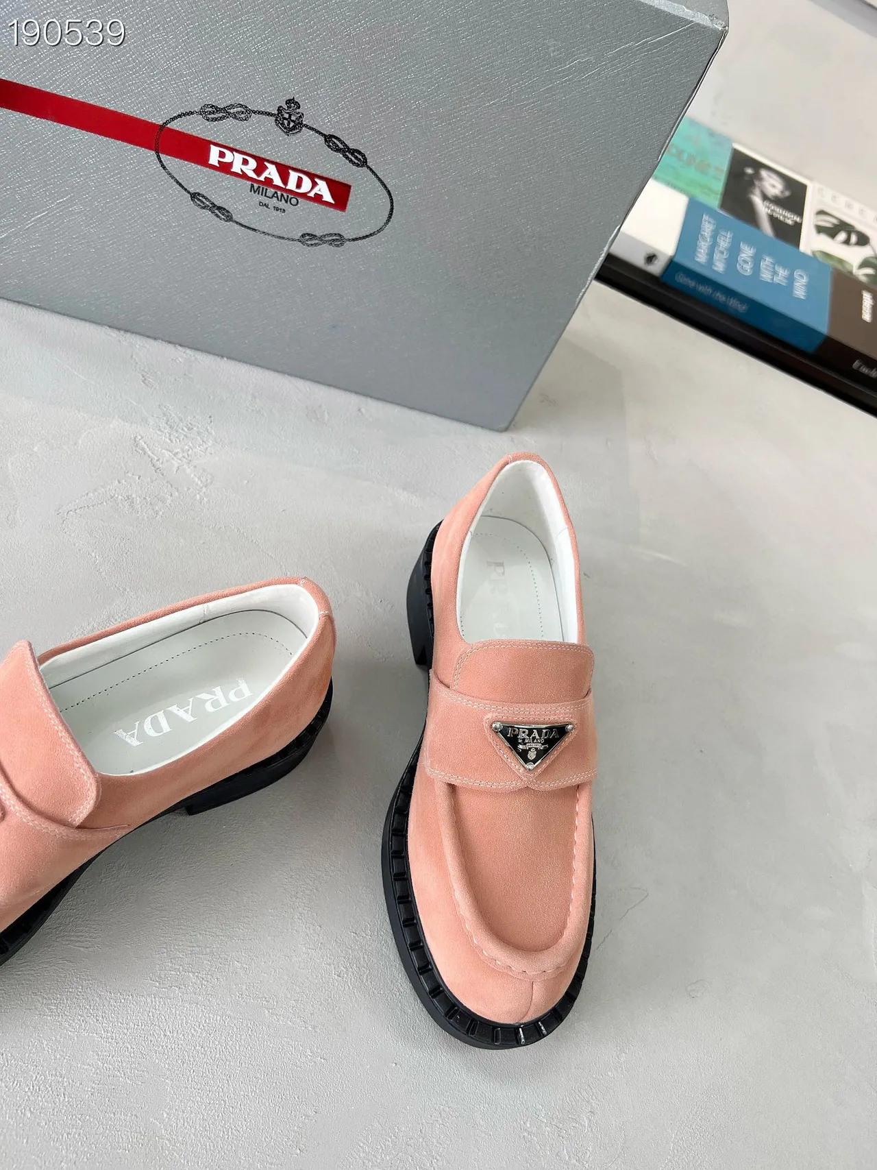 Prada Cloudbust Loafer Dusty Pink Suede Platform Loafers 3