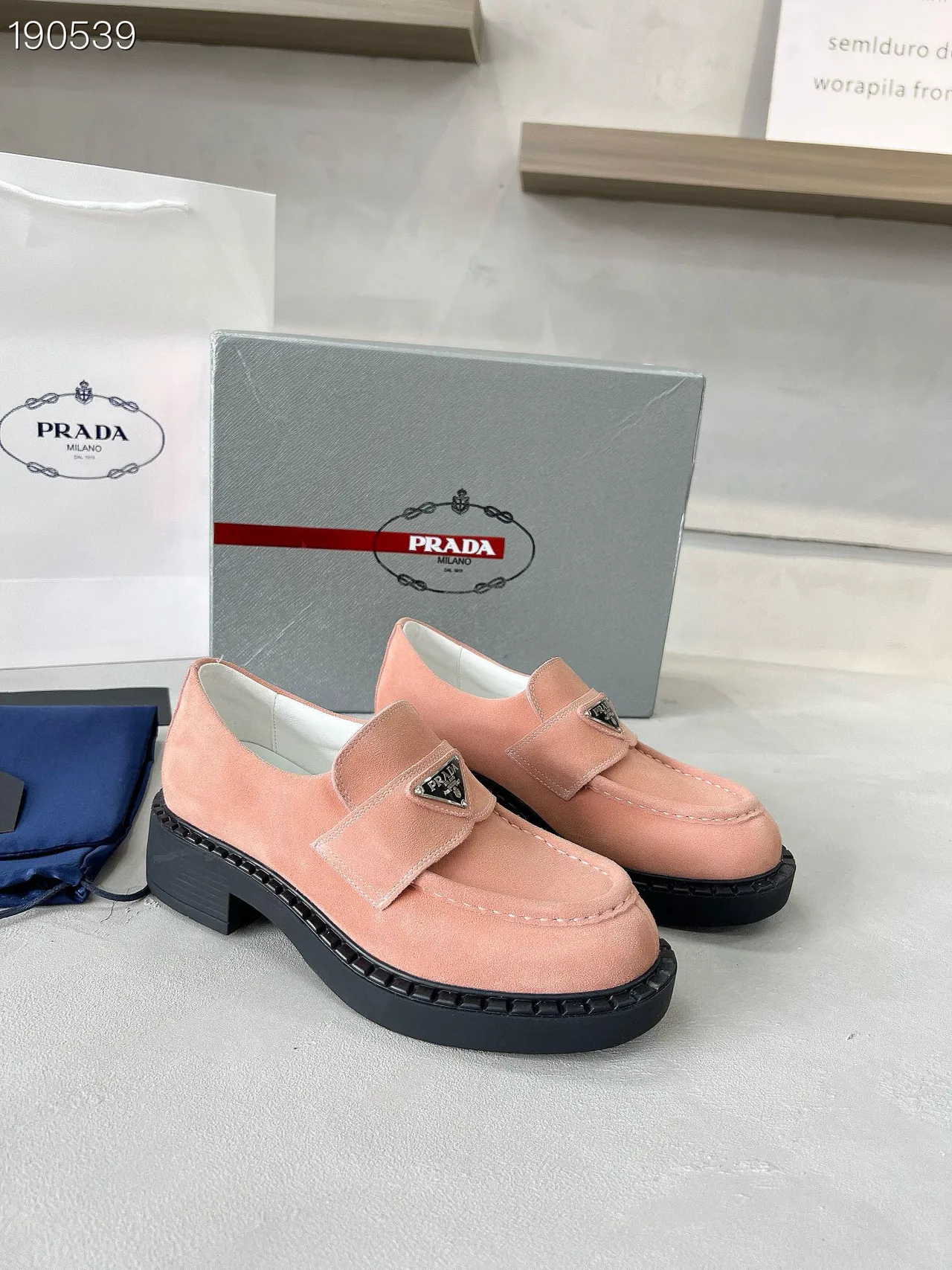 Prada Cloudbust Loafer Dusty Pink Suede Platform Loafers 6