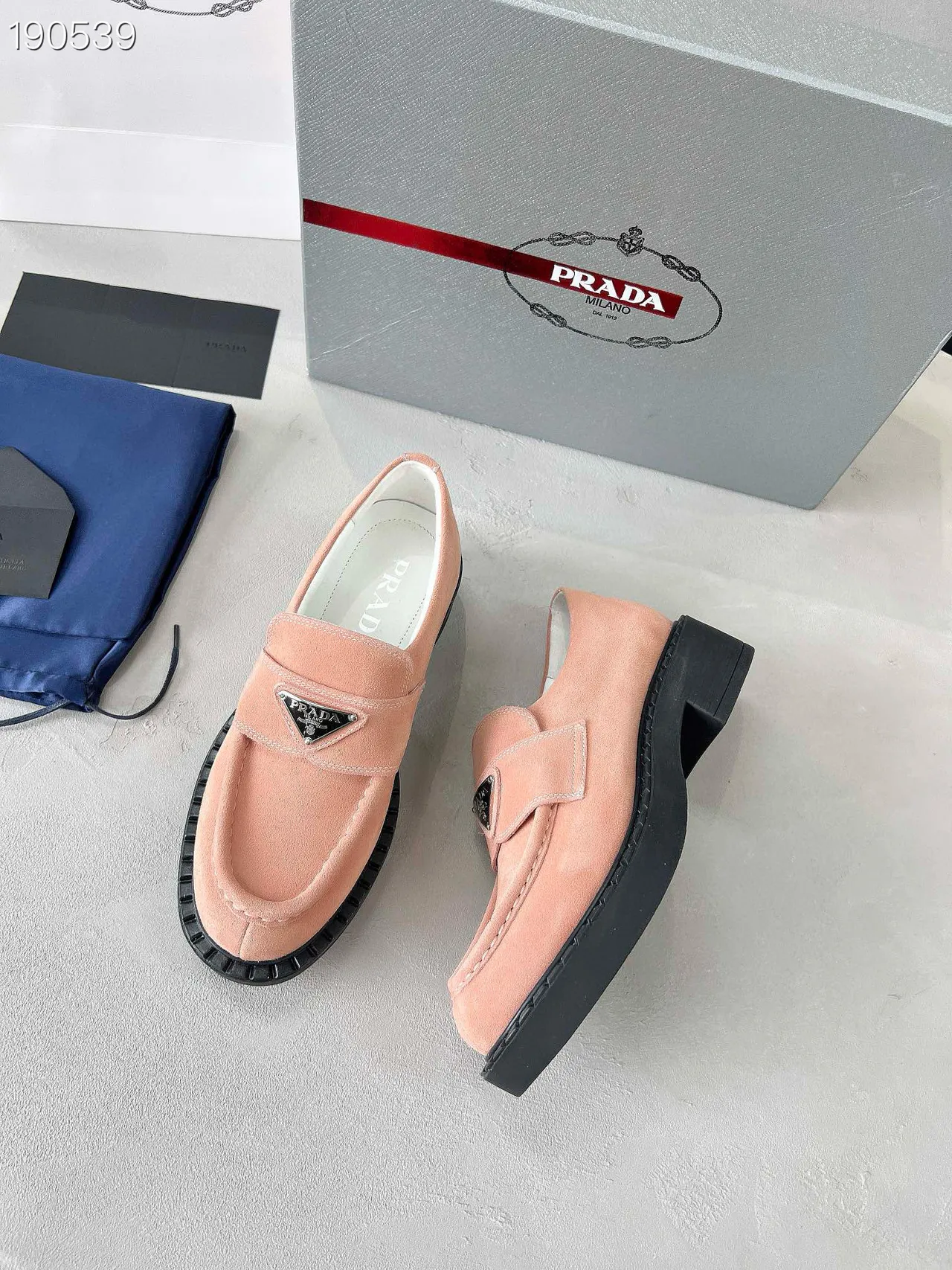 Prada Cloudbust Loafer Dusty Pink Suede Platform Loafers 7