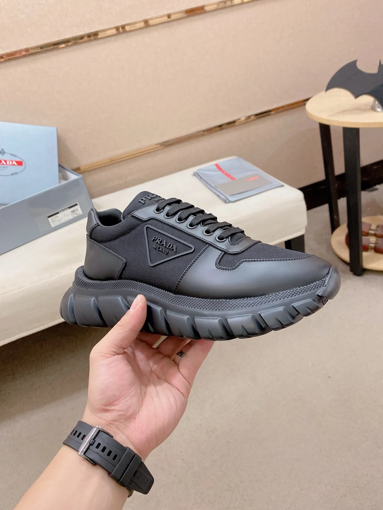 Prada Cloudbust Monochrome Black Lifestyle Sneakers 5