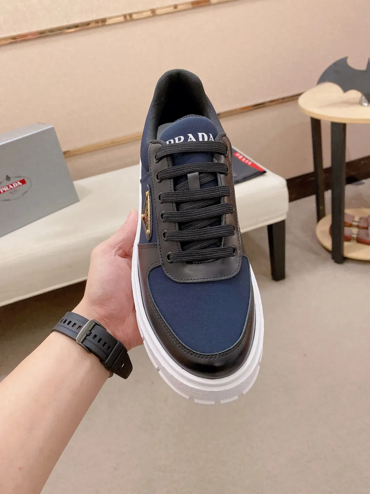 Prada Cloudbust Navy and Black Platform Lifestyle Sneakers 5