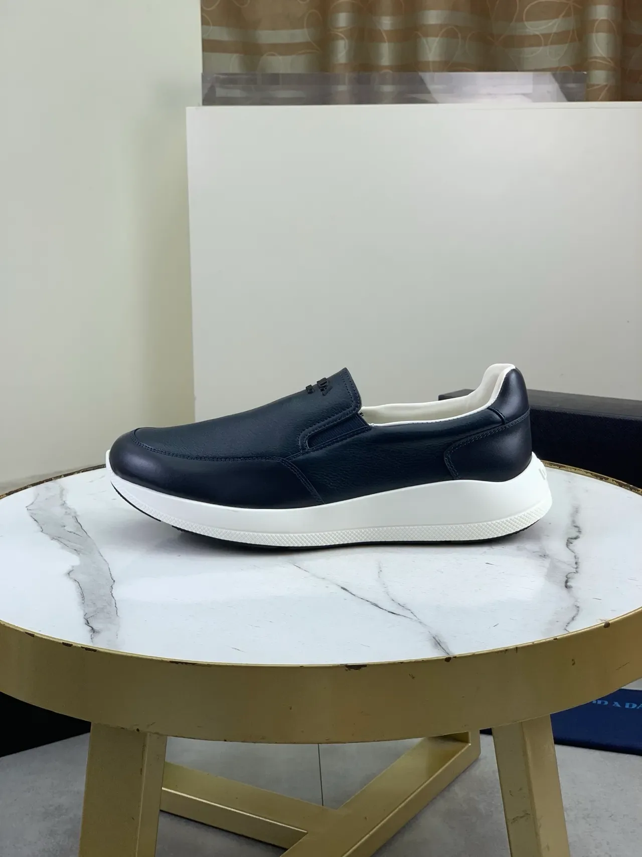 Prada Cloudbust Navy White Slip-On Leather Upper Loafer 5