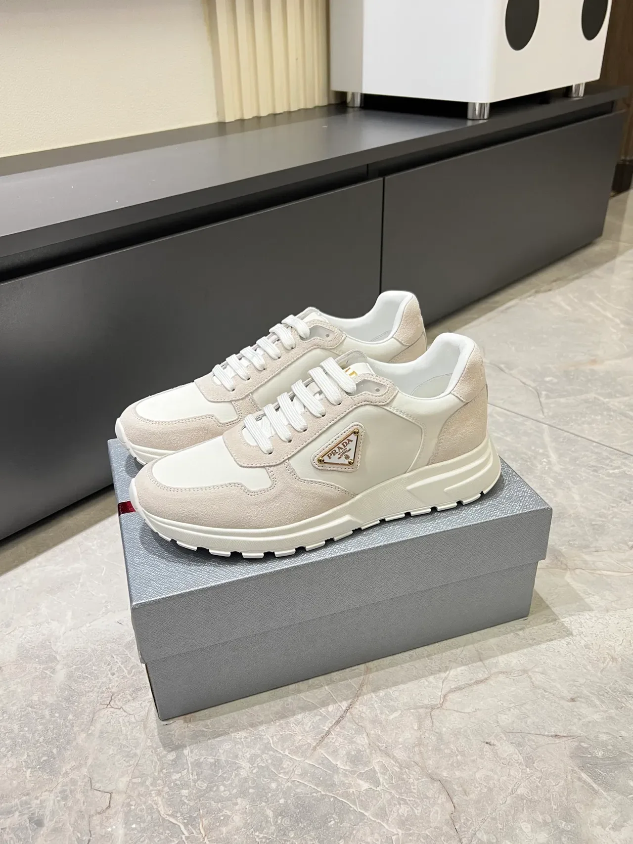 Prada Cloudbust Off-White and Beige Lifestyle Sneakers 4