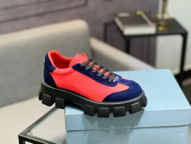 Prada Cloudbust Red and Navy Suede Lifestyle Sneakers 4