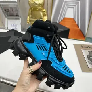 Prada Cloudbust Runner أسود و أزرق سيان أحذية رياضية سميكة