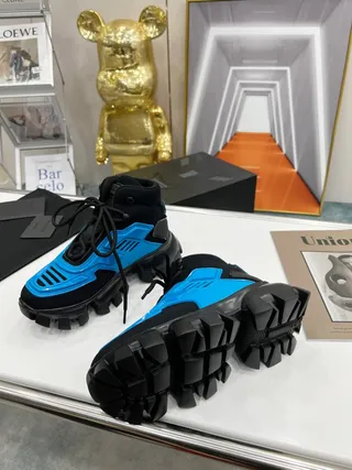 Prada Cloudbust Runner Black and Cyan Blue Chunky Sneakers 5