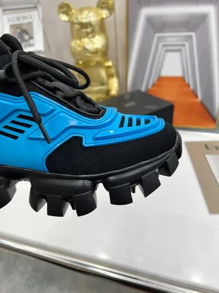Prada Cloudbust Runner Black and Cyan Blue Chunky Sneakers 6