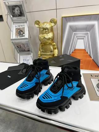 Prada Cloudbust Runner Black and Cyan Blue Chunky Sneakers 7