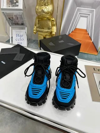 Prada Cloudbust Runner Black and Cyan Blue Chunky Sneakers 8