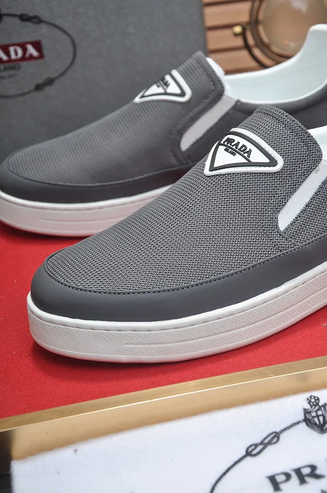Prada Cloudbust Slip-On Gray Knit Casual Shoes 3