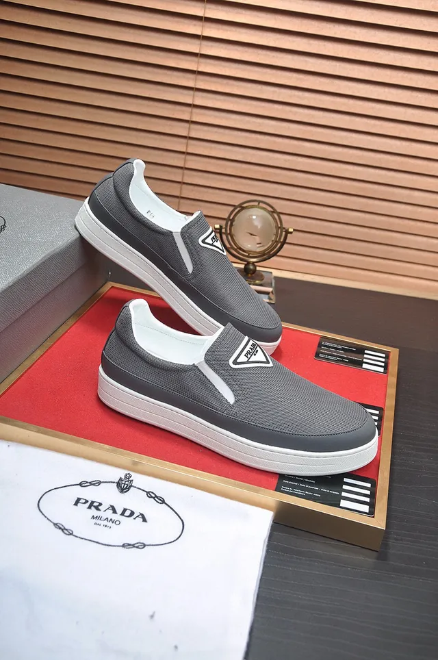 Prada Cloudbust Slip-On Gray Knit Casual Shoes 5