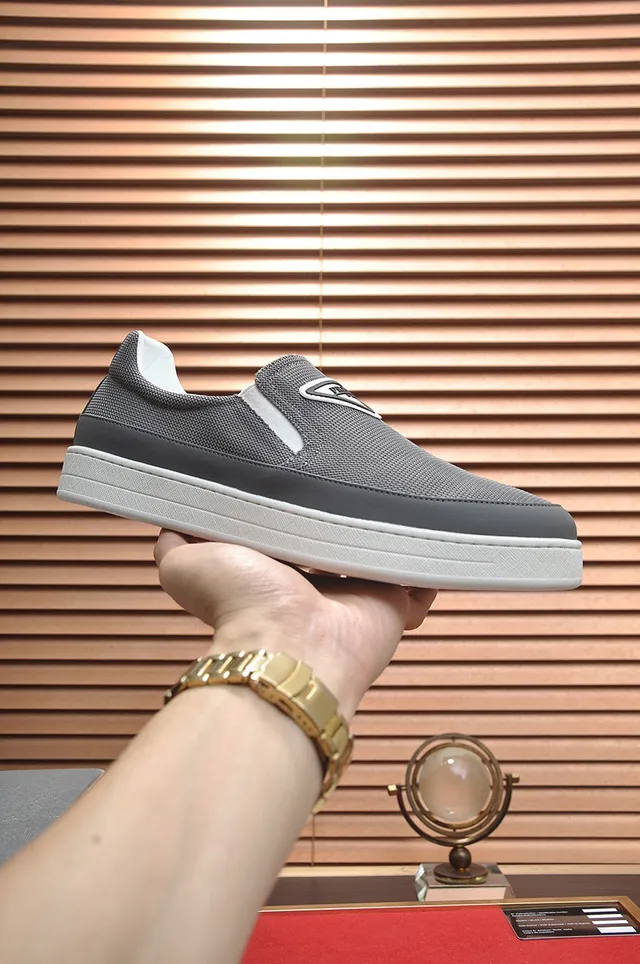 Prada Cloudbust Slip-On Gray Knit Casual Shoes 7