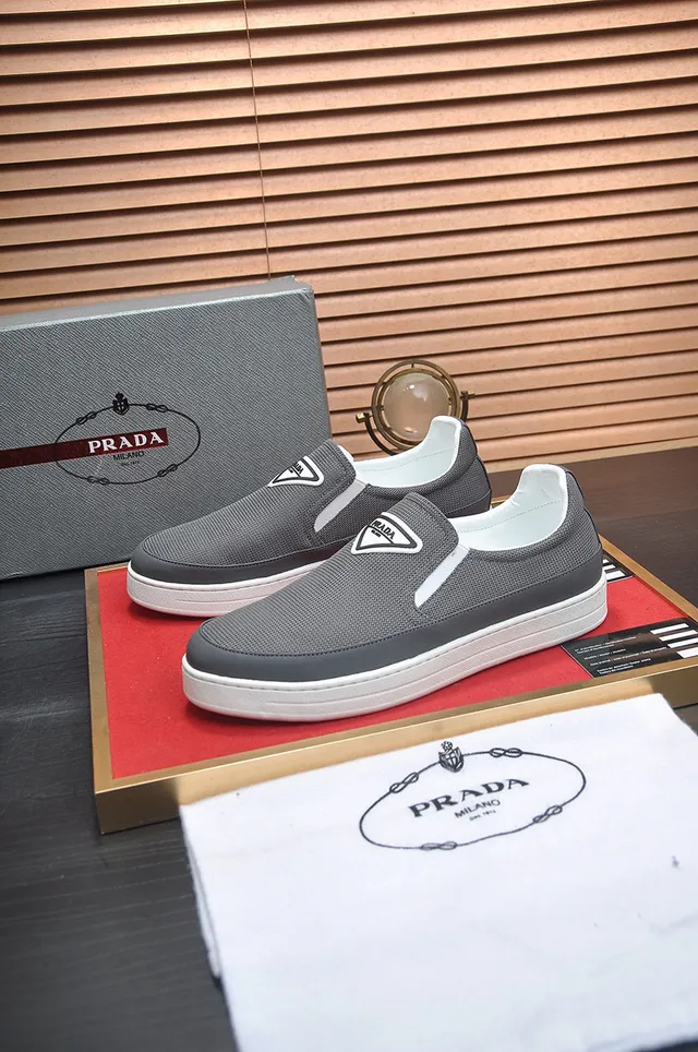 Prada Cloudbust Slip-On Gray Knit Casual Shoes 8