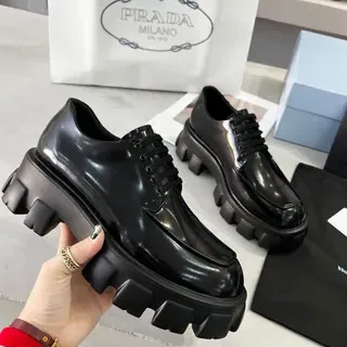 Prada Cloudbust Thunder Black Patent Leather Oxford Shoes