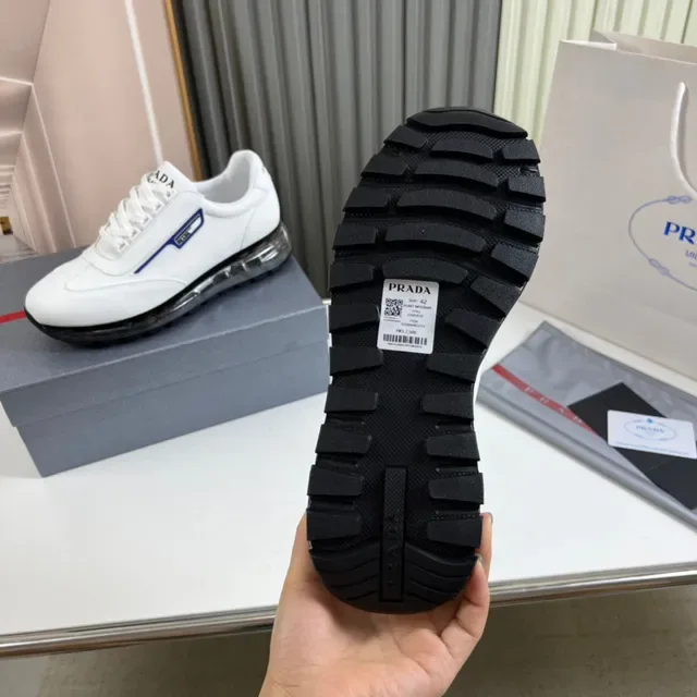 Prada Cloudbust White Blue Leather Upper Logo Stripe Lifestyle Sneakers 2