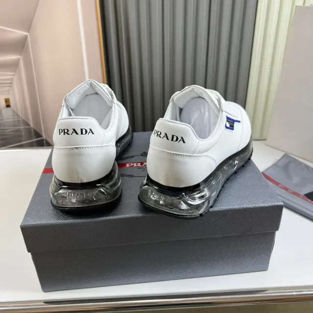 Prada Cloudbust White Blue Leather Upper Logo Stripe Lifestyle Sneakers 6