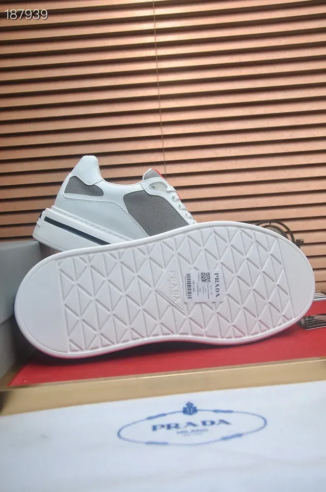 Prada Cloudbust White Gray Red Lifestyle Sneakers 2