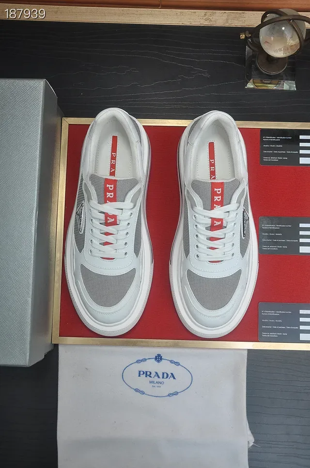 Prada Cloudbust White Gray Red Lifestyle Sneakers 3