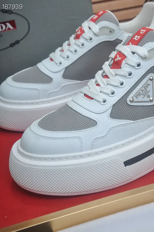 Prada Cloudbust White Gray Red Lifestyle Sneakers 6