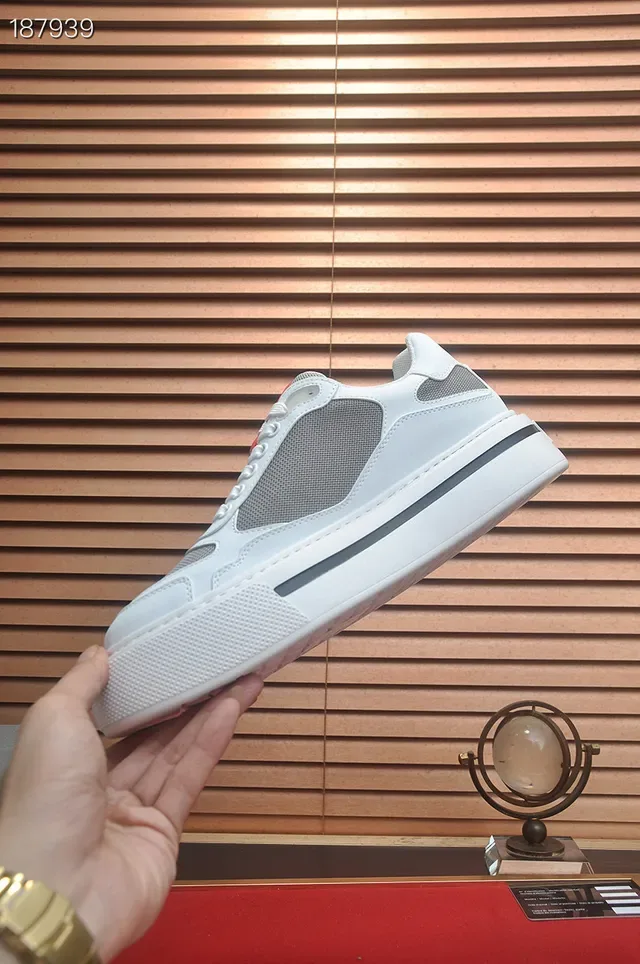 Prada Cloudbust White Gray Red Lifestyle Sneakers 7