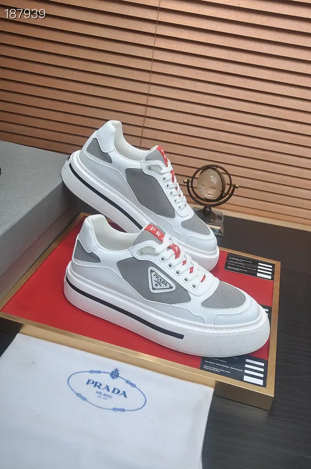 Prada Cloudbust White Gray Red Lifestyle Sneakers 8