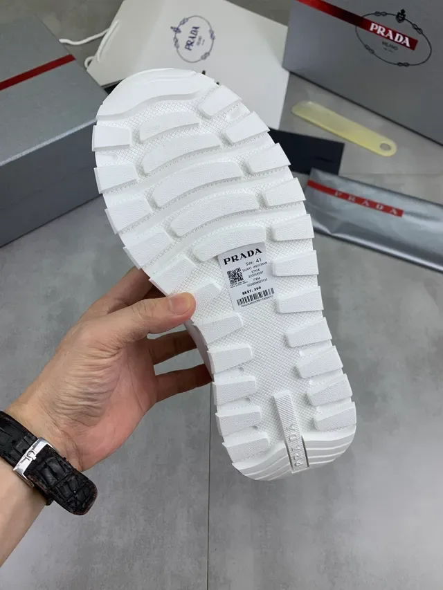 Prada Cloudbust White Leather and Mesh Chunky Sneakers 2