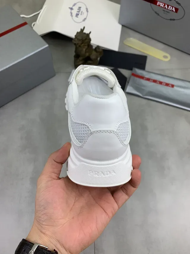 Prada Cloudbust White Leather and Mesh Chunky Sneakers 3