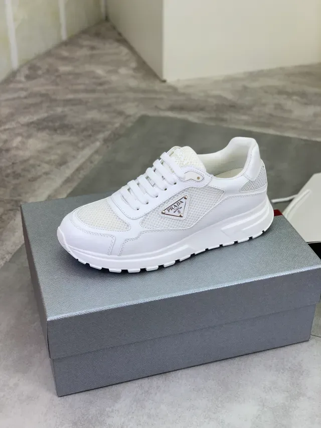 Prada Cloudbust White Leather and Mesh Chunky Sneakers 4