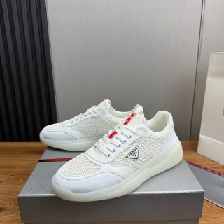 Prada Cloudbust Zapatillas Lifestyle de Malla y Cuero Blancas