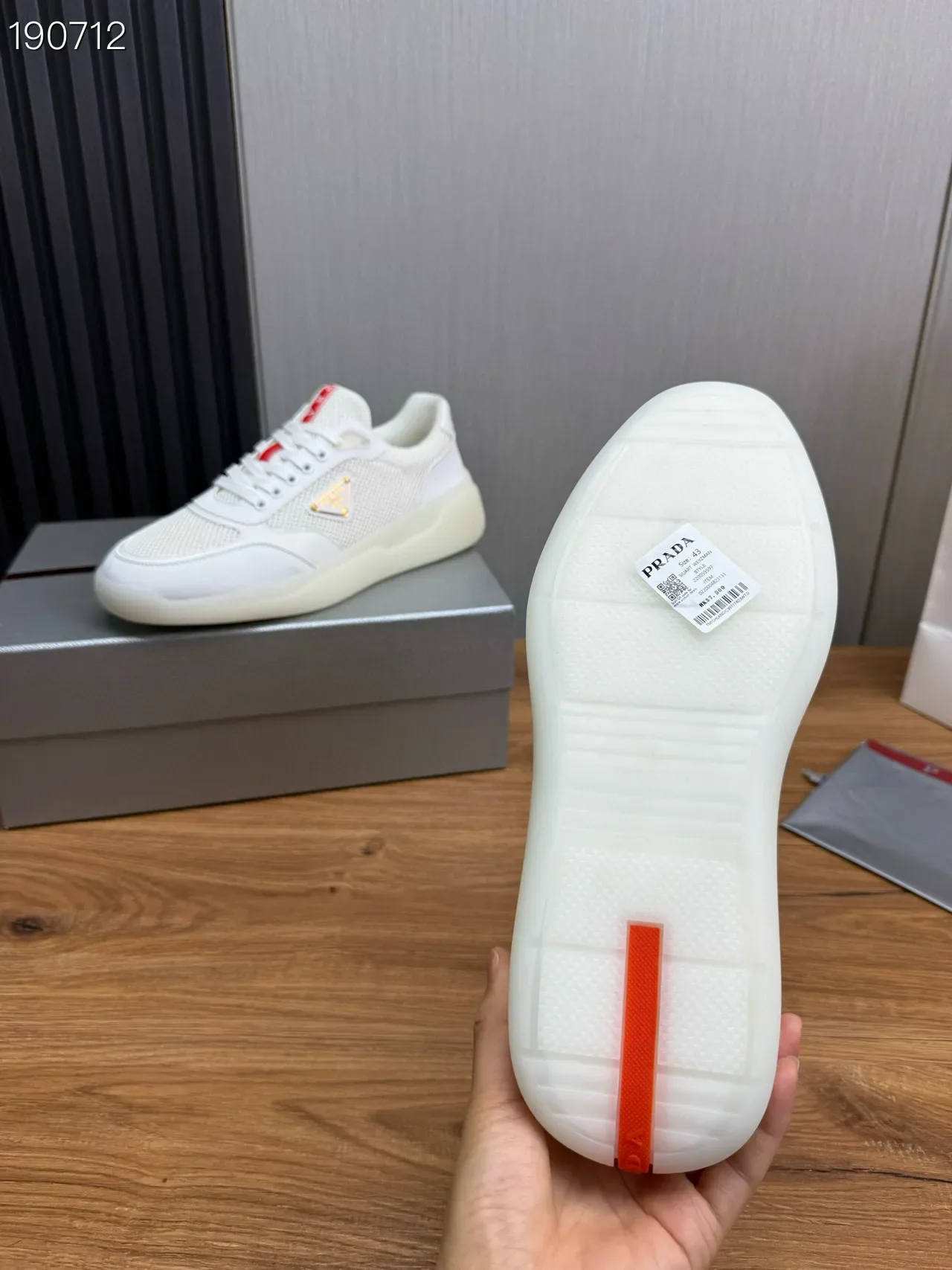 Prada Cloudbust White Mesh and Leather Lifestyle Sneakers 5