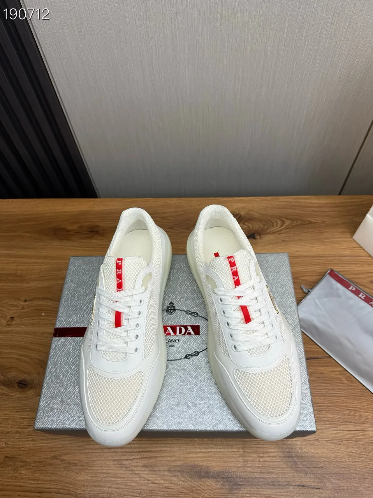 Prada Cloudbust White Mesh and Leather Lifestyle Sneakers 7