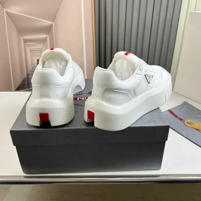 Prada Cloudbust White Red Platform Sole Mesh-and-Leather Upper Lifestyle Sneakers 6