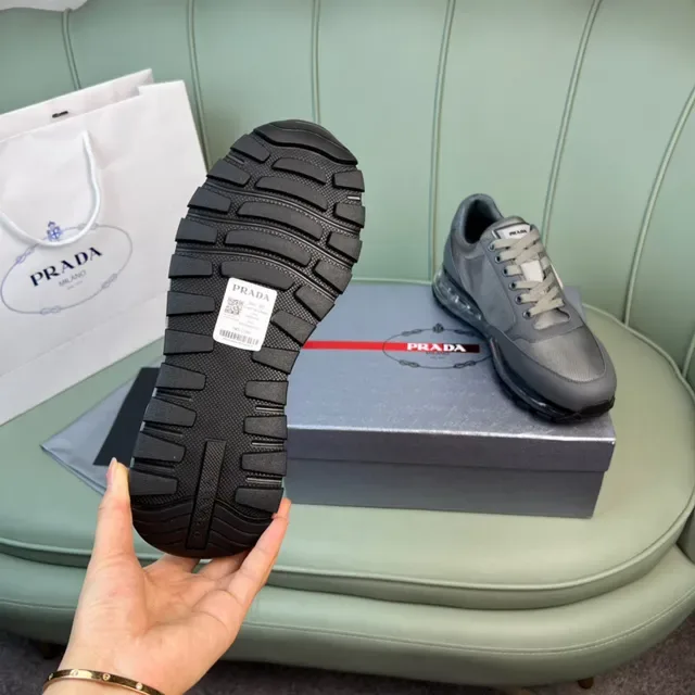 Prada Gray Black Mesh-and-Synthetic Upper Transparent Air-Cushion Midsole Lifestyle Sneakers 2