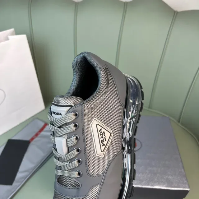Prada Gray Black Mesh-and-Synthetic Upper Transparent Air-Cushion Midsole Lifestyle Sneakers 3
