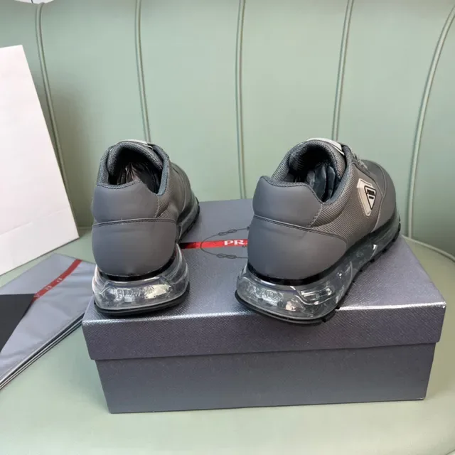 Prada Gray Black Mesh-and-Synthetic Upper Transparent Air-Cushion Midsole Lifestyle Sneakers 6