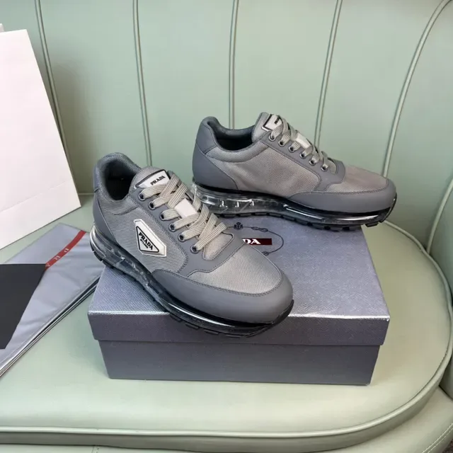 Prada Gray Black Mesh-and-Synthetic Upper Transparent Air-Cushion Midsole Lifestyle Sneakers 8